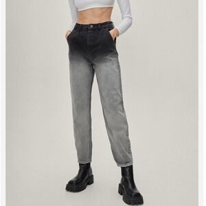 Nasty Gal Womens Y2K Ombre Mom‎ Jeans High Rise Size 2 Black Grey Tapered Denim